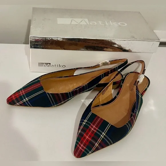 Matiko Multicolor Plaid Slingback Flats - Picture 5 of 8